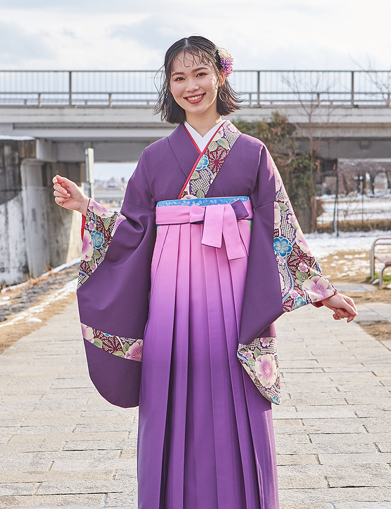 暈し刺繍袴 単品 桜刺繍 花輪 袴下87cm 薄いグリーン×鉄紺 NO36833 - 振袖